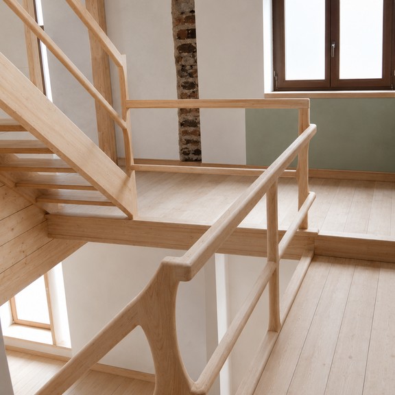 Escalier en bois clair sur mesure - Escaliers Léon