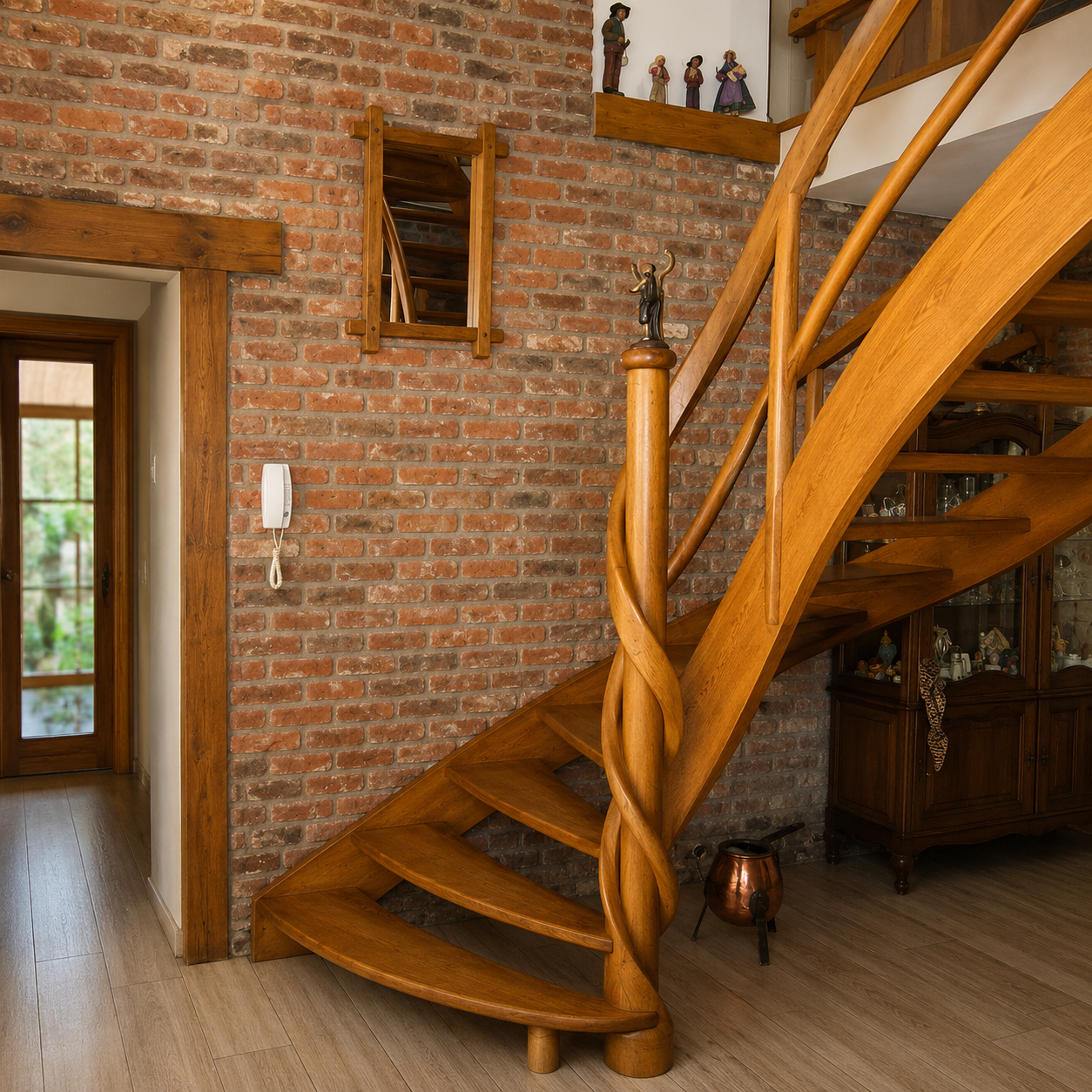 Détail de courbe d'un escalier en chêne - Escaliers Léon